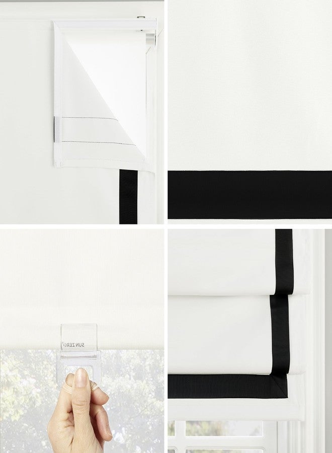 Sun Zero Denna Black Ribbon Border 100% Total Blackout Cordless Roman Shade, Black, 31" W x 64" L - Image 3