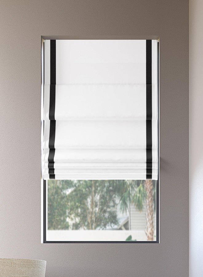 Sun Zero Denna Black Ribbon Border 100% Total Blackout Cordless Roman Shade, Black, 31" W x 64" L - Image 1