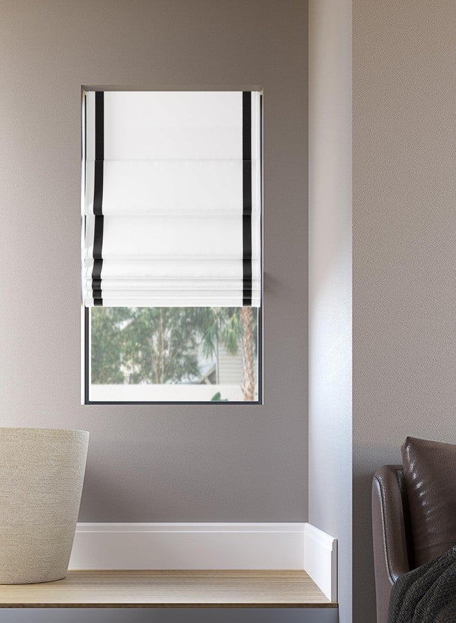 Sun Zero Denna Black Ribbon Border 100% Total Blackout Cordless Roman Shade, Black, 31" W x 64" L - Image 5