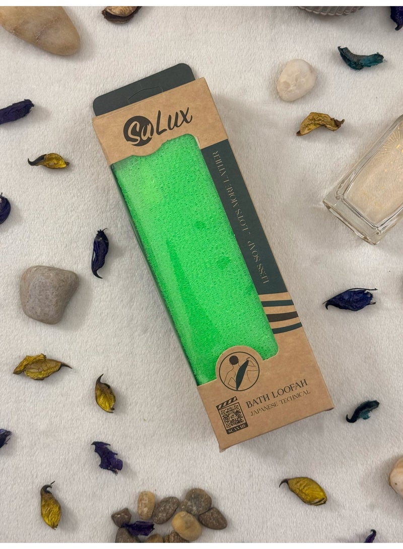 Salux SOFT Japanese Loofah color GREEN / bath loofah / exfoliating towel / shower loofah - Image 1