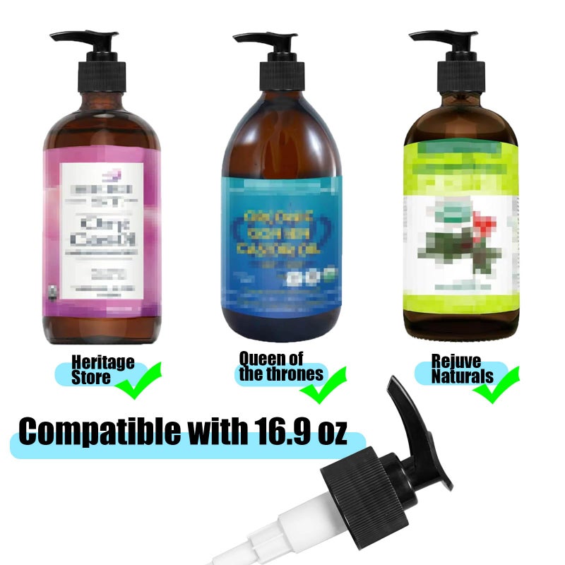gocola Replacement Dispenser Pump Compatible with Heritage Store Castor Oil & Queen of The Thrones and Rejuve Naturals Castor Oil 16 oz, 2 Pack, Black - Image 3