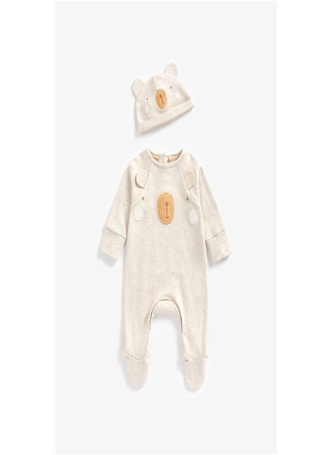 mothercare - Little Bear All In One and Hat Set - Image 1