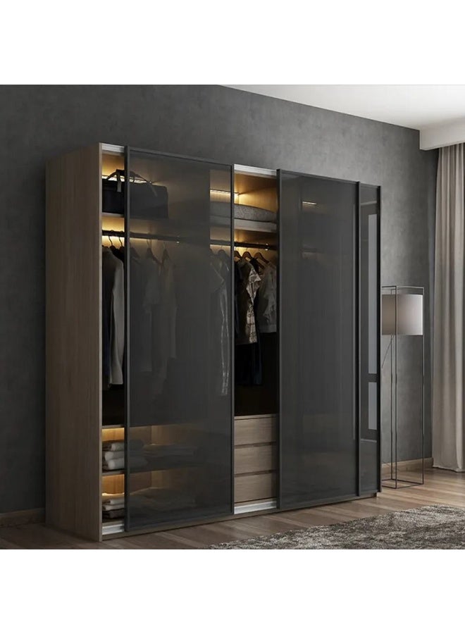 هومزمارت خزانة ملابس خشب كونتر 3 أبواب بني و أسود - 220×50×180 سم - Image 1