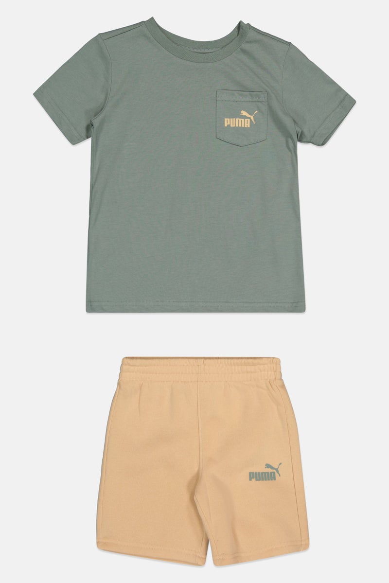 PUMA Kids Boy Sportswear Fit 2 Pcs Short Sleeve Outdoor T-Shirt And Shorts Set, Multicolor - Image 2