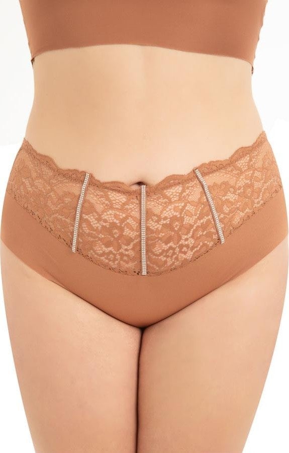 COTTONHILL Lace and Stone Detailed Laser Cut Plus Size Women's Bikini Panties Pack of 5  - Image 2
