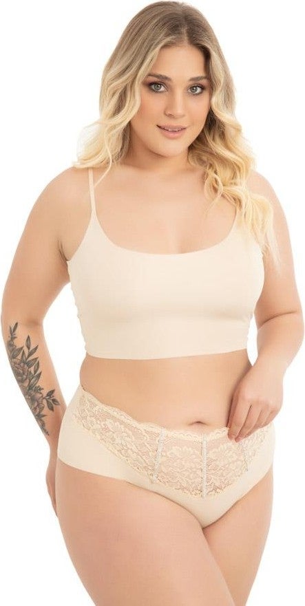 COTTONHILL Lace and Stone Detailed Laser Cut Plus Size Women's Bikini Panties Pack of 5  - Image 5