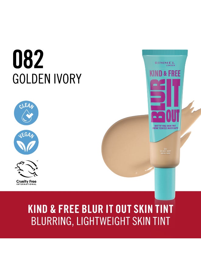 RIMMEL LONDON Kind And Free Blur It Out Mattifying Skin Tint - 082 - Golden Ivory, 30Ml - Image 2
