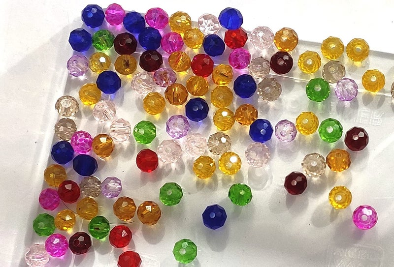OMX 1020 Beads (85 to 95 Beads Per Colour), 6MM, Crystal Glass Beads Roundelle for Jewellery Making, Craft Works - 6Mm Size (Multi Colour, 12 Different Mix - Image 5