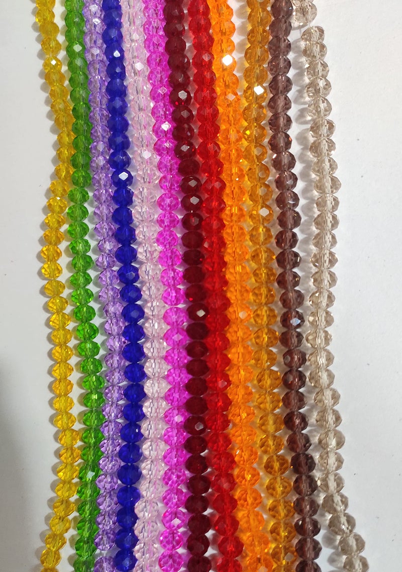 OMX 1020 Beads (85 to 95 Beads Per Colour), 6MM, Crystal Glass Beads Roundelle for Jewellery Making, Craft Works - 6Mm Size (Multi Colour, 12 Different Mix - Image 2