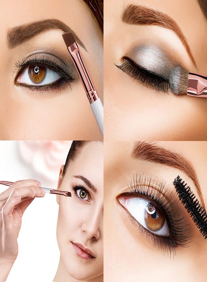 DELAYNOMORE77 Duo Eyebrow and Eyelash Brush - Spoolie and Angled Brow Brush for Eye Makeup (5pcs, White) - Image 5