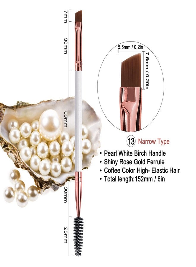 DELAYNOMORE77 Duo Eyebrow and Eyelash Brush - Spoolie and Angled Brow Brush for Eye Makeup (5pcs, White) - Image 2