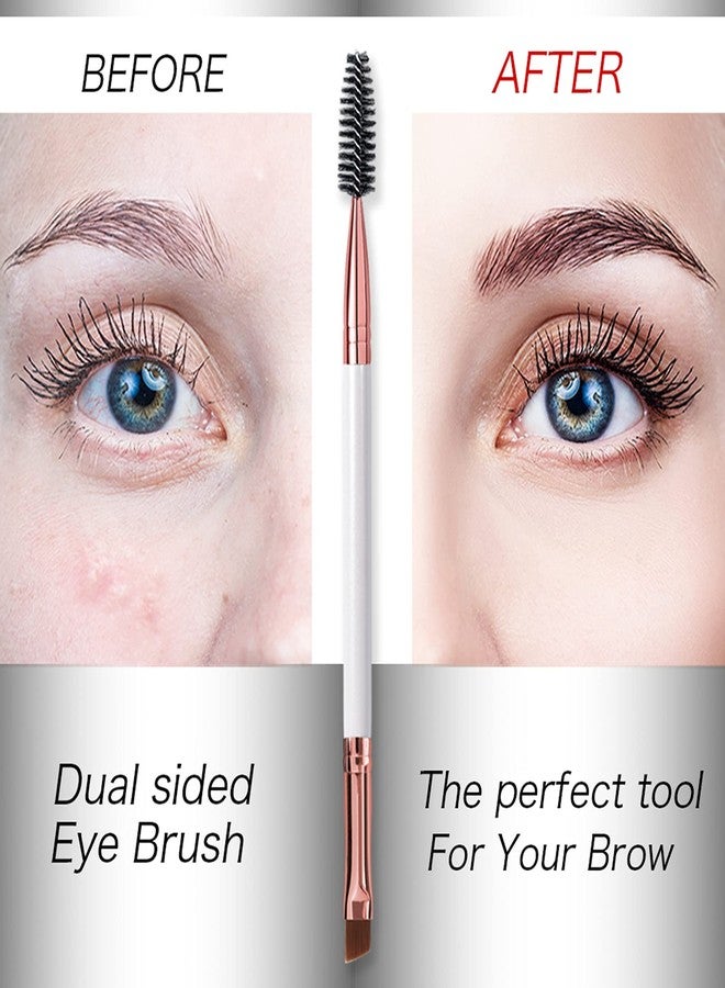 DELAYNOMORE77 Duo Eyebrow and Eyelash Brush - Spoolie and Angled Brow Brush for Eye Makeup (5pcs, White) - Image 3