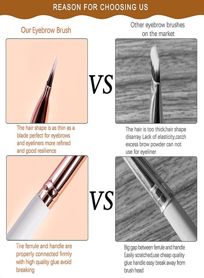 DELAYNOMORE77 Duo Eyebrow and Eyelash Brush - Spoolie and Angled Brow Brush for Eye Makeup (5pcs, White) - Image 4