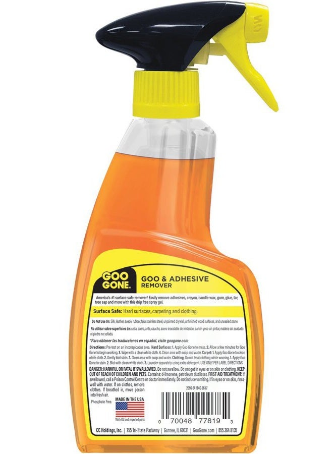 Goo Gone Adhesive Remover Original Spray Gel - Removes Chewing Gum, Grease, Tar, Stickers, Labels, Tape Residue, Oil, Blood, Lipstick, Mascara, Shoe Polish, Crayon - 12 Ounce  - Image 2