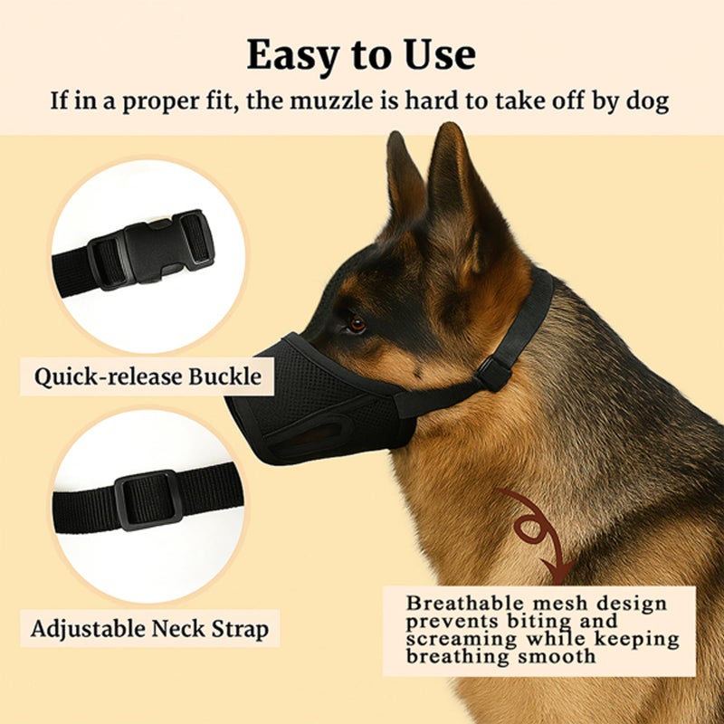 Colenumone Dog Muzzle â€“ Mesh Soft Muzzle for Small Medium Large Sized Dogs, Adjustable for No Bark, Scavenging, Licking & Chewing, Prevent Biting, Black (S) - Image 3