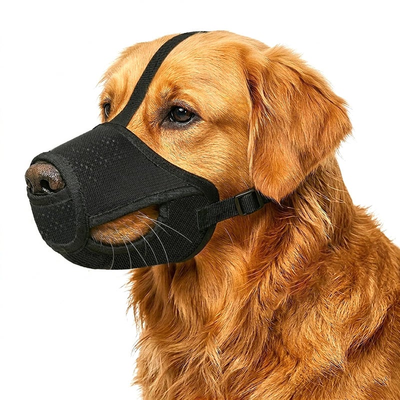 Colenumone Dog Muzzle â€“ Mesh Soft Muzzle for Small Medium Large Sized Dogs, Adjustable for No Bark, Scavenging, Licking & Chewing, Prevent Biting, Black (S) - Image 1