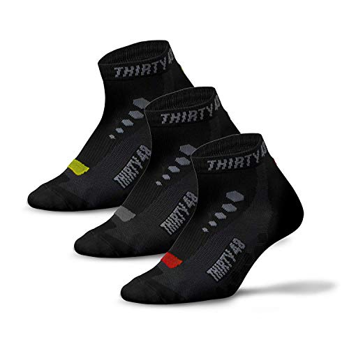 Thirty48 Low Cut Cycling Socks for Men and Women | Unisex Breathable Sport Socks (Medium - Women 7-10 // Men 6-9, [3 Pairs] Black Mixed Color) - Image 1