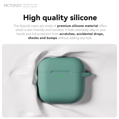 MCTOPZO for AirPods 4 Case 2024 Come with Cleaner Kit,Soft Silicone Protective Cover for Apple AirPods 4th Generation Cases with Keychain,Compatible with AirPod 4 Case for Women Men-Pine Green - Image 3