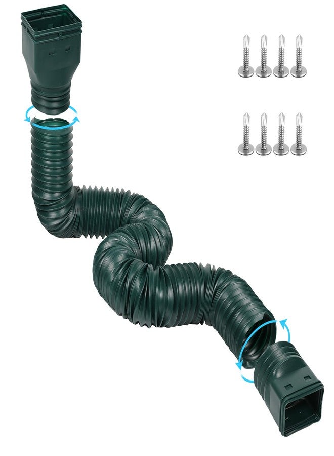 plusgutter Gutter Downspout Extensions Flexible, Drain Downspout Extender,Down Spout Drain Extender, Gutter Connector Rainwater Drainage,Extendable from 2.6ft to 11.3ft(Green) - Image 1
