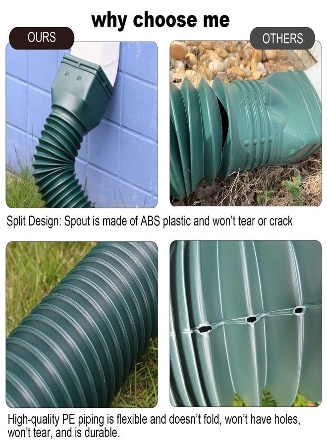 plusgutter Gutter Downspout Extensions Flexible, Drain Downspout Extender,Down Spout Drain Extender, Gutter Connector Rainwater Drainage,Extendable from 2.6ft to 11.3ft(Green) - Image 2