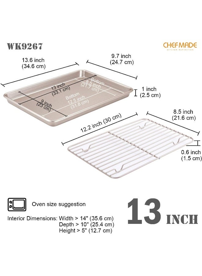 chefmade صينية بسكويت غير لاصقة CHEFMADE WK9267 مع رف، 13 بوصة - Image 2