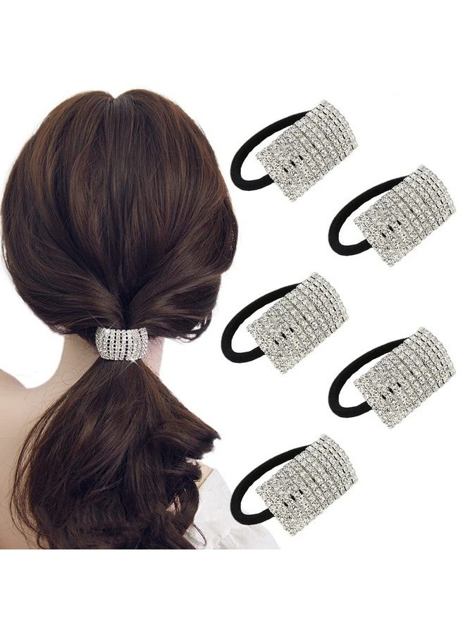 5 قطع المرأة العصابات الشعر الأزياء كريستال حجر الراين العلاقات الشعر Hairties Scrunchies إكسسوارات الشعر ذيل حصان حامل - Image 1