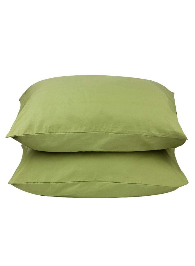 mookaitedecor 100% Cotton Pillowcase Set of 2, Solid Color Pillow Case Covers with Envelope Closure, Rectangular Cushion Case for Couch & Chair & Bed, 18 x 29 Inch, Olive Green - Image 1