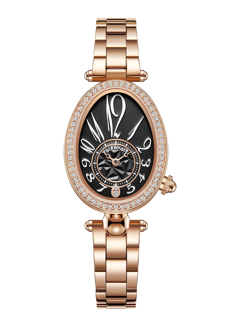 Mark Fairwhale Women's Waterproof Stainless Steel Analog Wrist Watch - 24mm - Rose Gold & Black - Image 1
