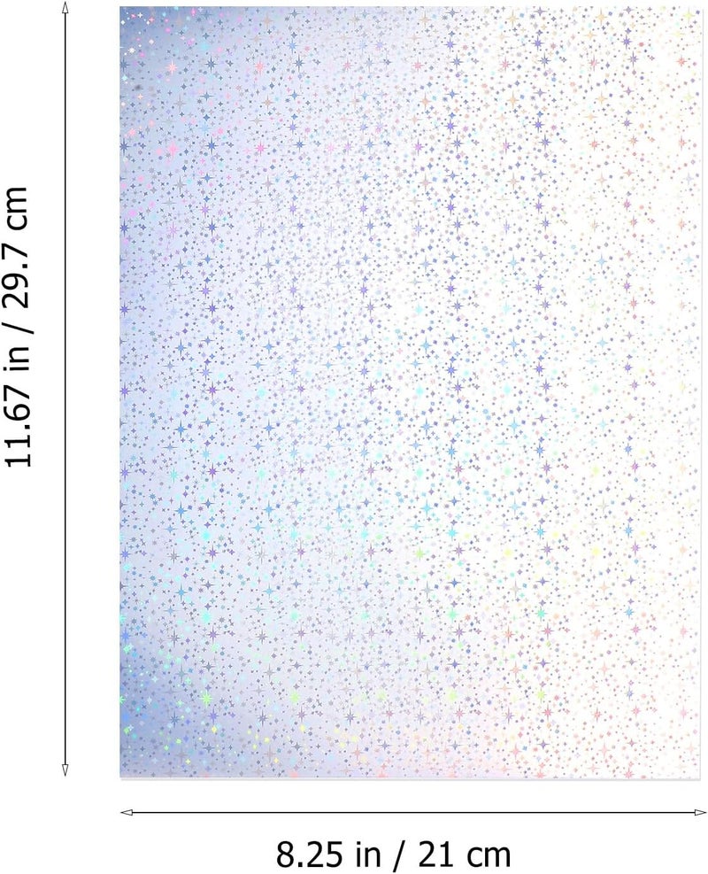 20 Sheets A4 Holographic Printable Sticker Paper Adhesive Laser Inkjet Label Paper for Crafts, Scrapbooking, and Office Use with Sparkle Pattern - Image 2