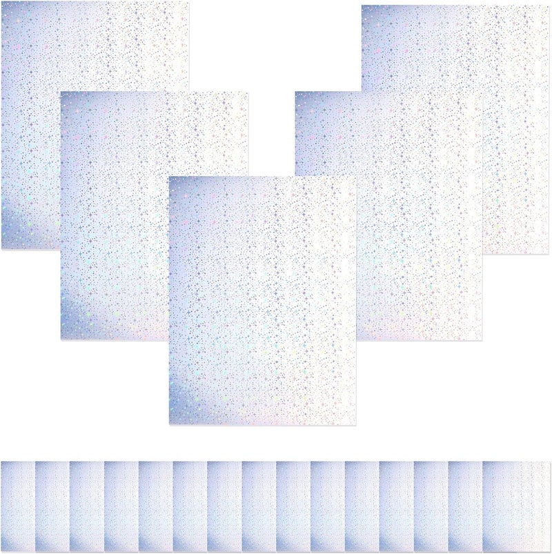 20 Sheets A4 Holographic Printable Sticker Paper Adhesive Laser Inkjet Label Paper for Crafts, Scrapbooking, and Office Use with Sparkle Pattern - Image 1