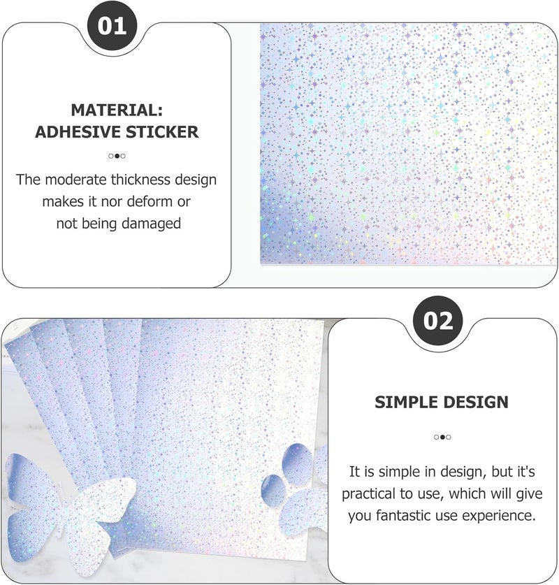 20 Sheets A4 Holographic Printable Sticker Paper Adhesive Laser Inkjet Label Paper for Crafts, Scrapbooking, and Office Use with Sparkle Pattern - Image 3