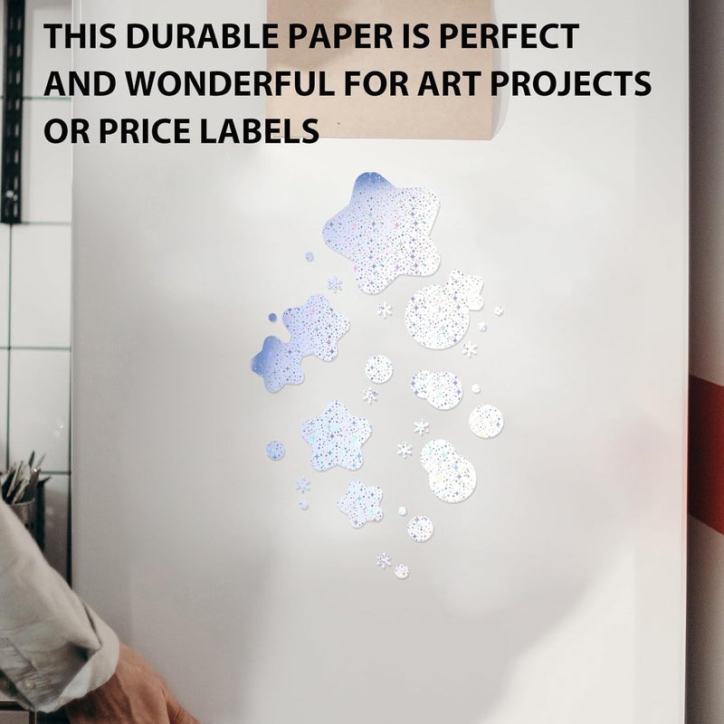 20 Sheets A4 Holographic Printable Sticker Paper Adhesive Laser Inkjet Label Paper for Crafts, Scrapbooking, and Office Use with Sparkle Pattern - Image 4