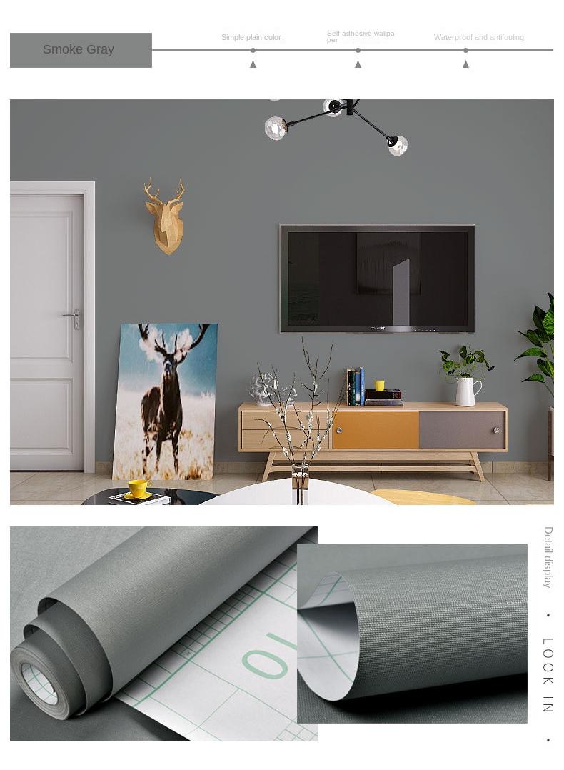 Bluejw Self-Adhesive Wallpaper Waterproof And Moisture-Proof Washable Wallpaper Solid Color Stickers For Bedroom Living Room Background Wall 10x0.6meter - Image 2