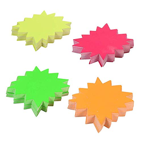 YTYKINOY 200 Pieces Fluorescent Promotion Retail Sale Signs Starburst Signs Bright Paper Signs - Image 1