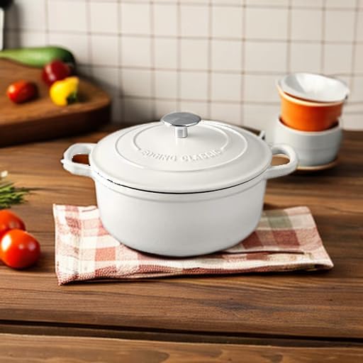 EDGING CASTING Dutch Ovens Enameled Cast Iron Covered 5.5 Quart Dutch Oven with Dual Handle for Bread Baking, White - Image 5