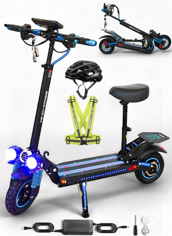 Wind Horse H5 Pro Electric Folding Scooter, 1200W Motor, 48V 18Ah Battery, 41KM Range, Dual Suspension and Remote Lock with Helmet and Safety Vest  - Image 1