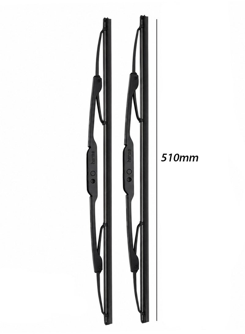 HANSA 20 Inch (510mm) Universal Car Windshield Wiper Blade Pair, Professional Grade Natural Rubber Wiper Blades, Streak Free Windshield Cleaning, All Season Rain Wiper, Metal Frame, Silent Wiping, Clear Visibility, Durable Replacement Blade for Cars, SUVs, Sedans, Purpose: Windshield Cleaning & Safe Driving Erpc WP 10046 . - Image 4