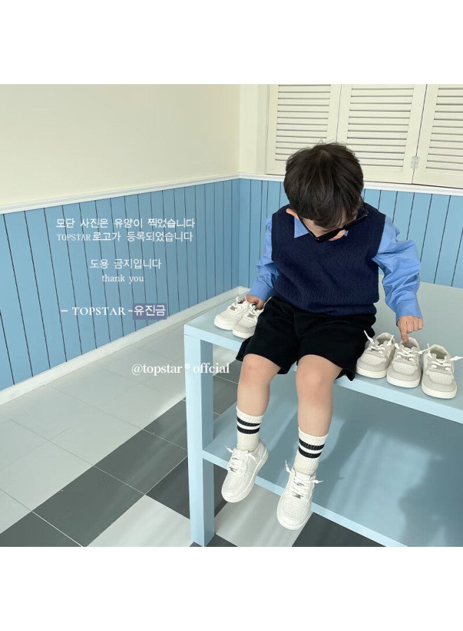 Topstar Kids Sports Shoes Spring New Boys And Girls Non-slip Wear-resistant Soft Sole White Sneakers Korean Style Size 23 - Image 2