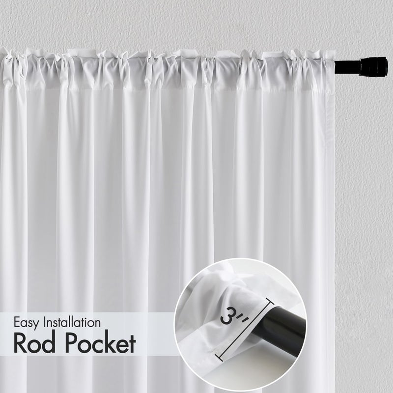 ميولي الستائر المطلقة الخاصة بالخصوصية البيضاء التي تسمح للضوء في 96 بوصة طويلة غير مشاهدة الستائر شبه المطلقة الستائر النافذة الإضافية لستائر غرفة المعيشة غرفة نوم 2 لوحات - Image 5