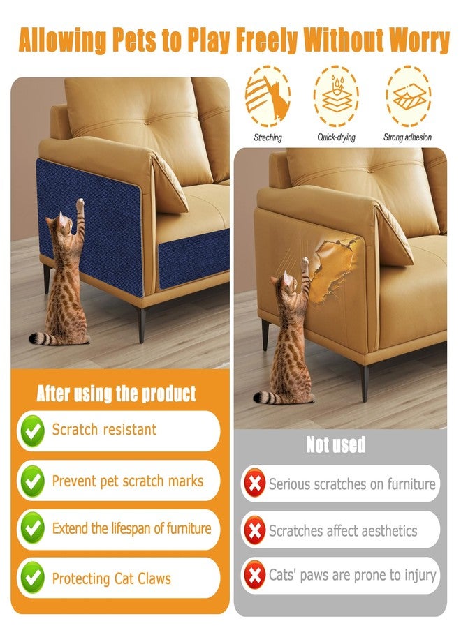 ALEIFLE Cat Scratching mat Self-Adhesive, Trimmable Furniture Protector for Couch, Sofa, Wall & Cat Trees - Durable Scratch Pad with Nano Tape, DIY Climbing Carpet for Indoor Cats (Dark Blue, 23.6"x15.8") - Image 3