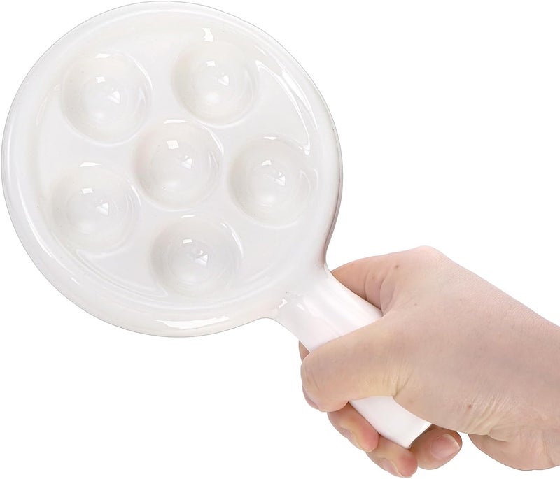 Frcctre طبق اسكارجو سيراميك 3 عبوات مع 6 فتحات ومقبض 48 بوصة أبيض صغير طبق خبز اسكارجو فرنسي أطباق حلزون البحر طبق باربكيو طبق اسكالوب أطباق مقبلات للفرن - Image 4