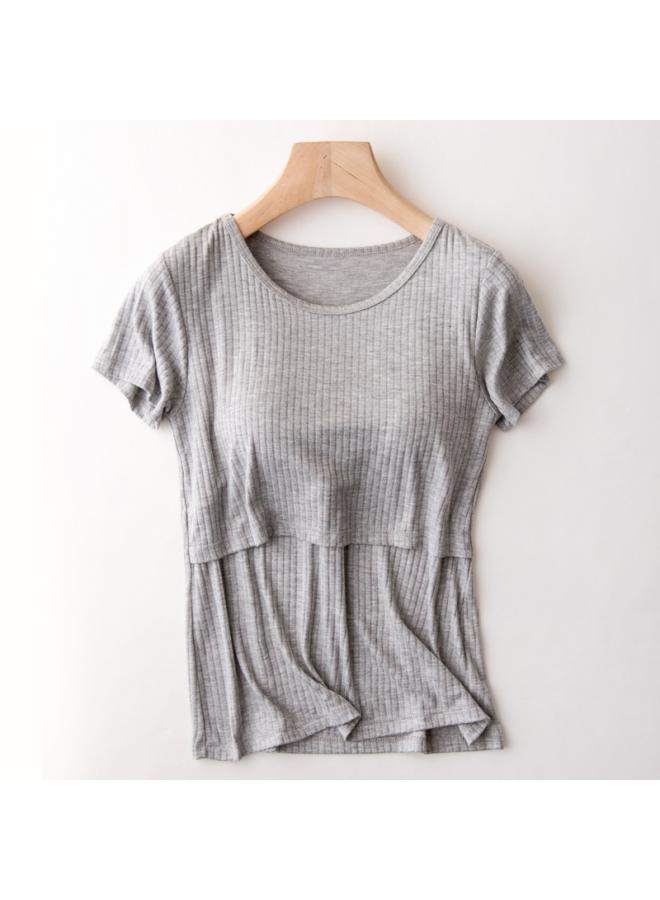 Breastfeeding Clothes Nursing Top Fashionable Hot Mom Pregnant Women's Short-sleeved T-shirt Nursing Clothes Bottoming Shirt Summer Vest 