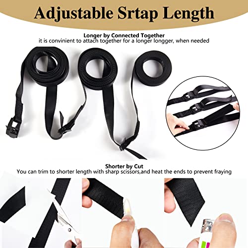 HUANSHA 5Pack Cam Buckle Tie Down Straps, 1" x 8 ft Heavy Duty Lashing Secure Strap Adjustable Black Pull Cinch Strap for Kayak, Cargo, Luggage, Bicycles,Truck, Car Roof Rack, Moving - Image 5