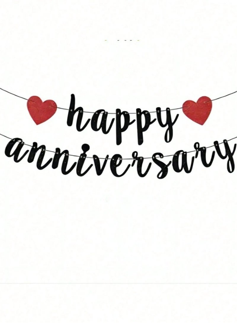 Happy Anniversary Banner Party Decorations with Hearts, 2.4m Long for Anniversary Celebration - Image 2
