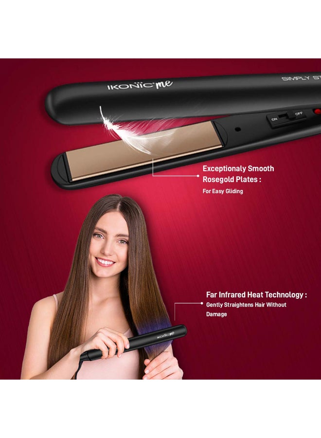 أي كونيك مكواة شعر أيكونك سيمبلي ستريت باللون الأسود، صفائح رفيعة مقاس 1 بوصة بلون روز غولد، تسخين سريع، تحكم تلقائي بالحرارة، تصميم مدمج، مناسبة لجميع أنواع الشعر - Image 4