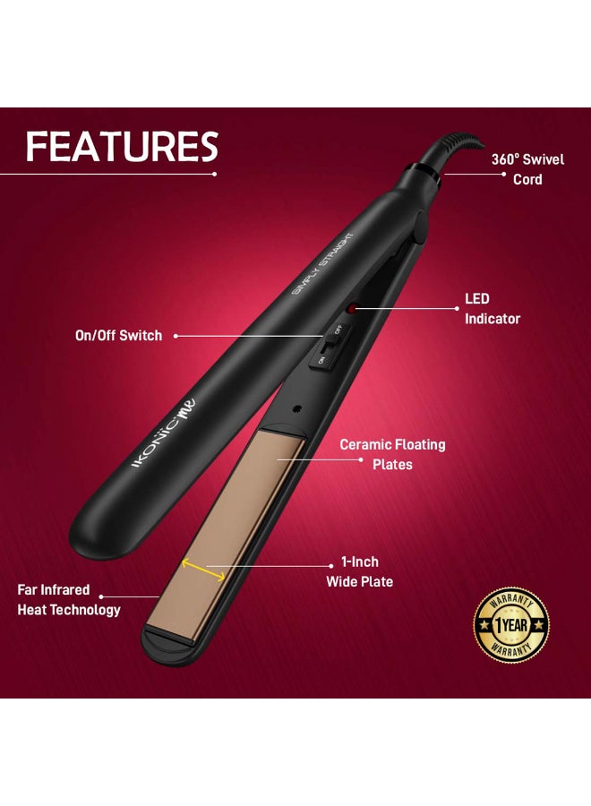 أي كونيك مكواة شعر أيكونك سيمبلي ستريت باللون الأسود، صفائح رفيعة مقاس 1 بوصة بلون روز غولد، تسخين سريع، تحكم تلقائي بالحرارة، تصميم مدمج، مناسبة لجميع أنواع الشعر - Image 3