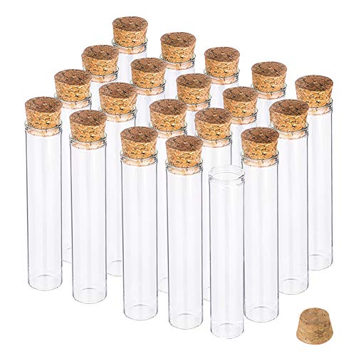 BENECREAT 20 Pack 30ml (1oz) Glass Tubes with Cork Stoppers, Small Clear Empty Bottles for Essential Oils, Perfume, Science Experiments & Decorative Storage - Image 1