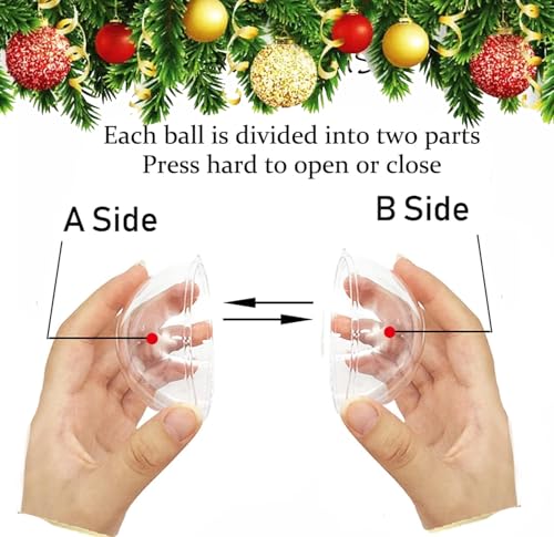 JK-GMTE 12Pack 80mm Clear Christmas Ball Ornaments, 3.14IN Fillable DIY Craft Plastic Balls Transparent Xmas Decor Balls - Fillable Bauble Ball Ornaments for Holiday Wedding Party Décor - Image 3