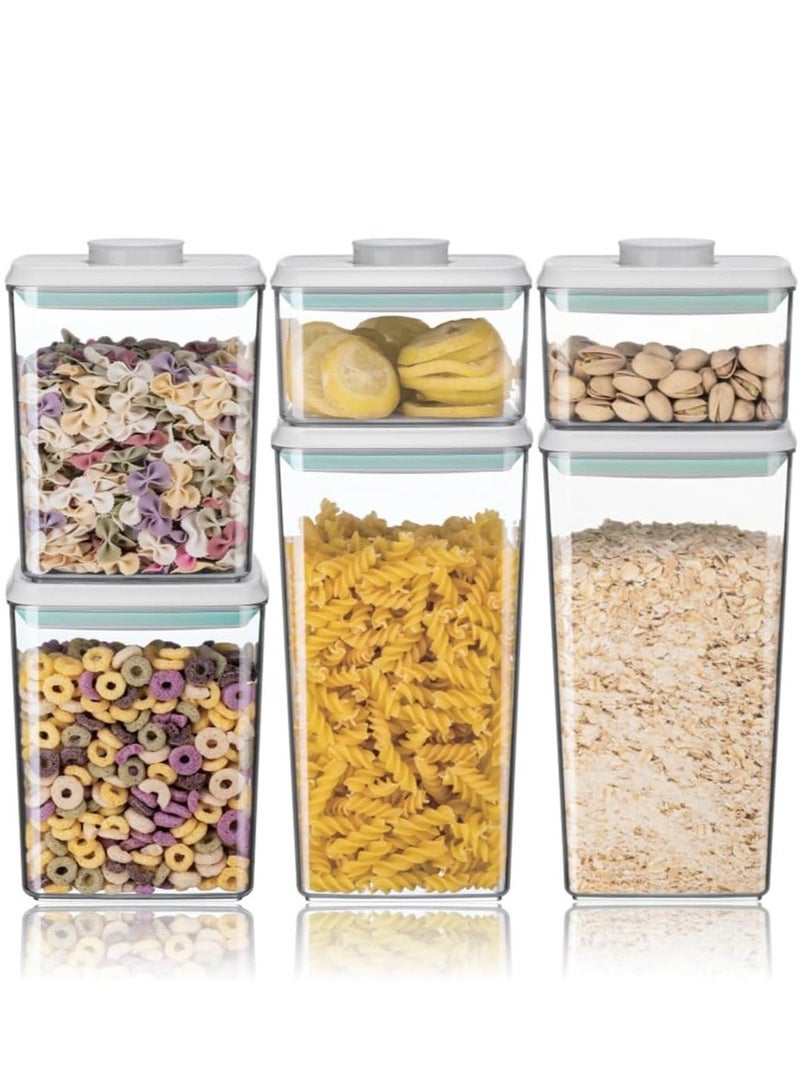 أنكو حاويات تخزين الطعام الممتازة من أنكو مع أغطية محكمة الإغلاق - 6 قطع خالية من مادة BPA لتنظيم المطبخ والمؤن، حاويات تخزين قابلة للتكديس مانعة للتسرب للحبوب والدقيق والسكر (1800 × 2، 1200 × 2، 500 × 2 مل) - Image 1