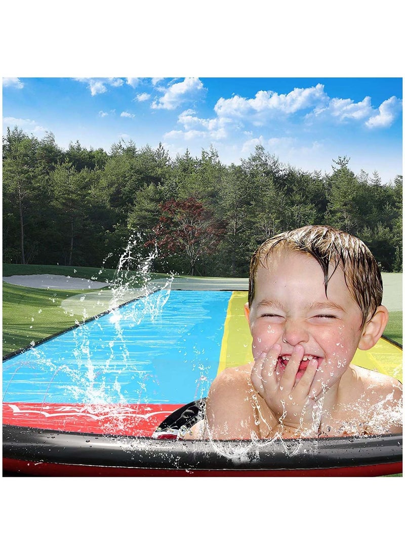 Y&D Lawn Water Slides for Kids Adults, Lane Slip, Splash & Slide Backyards, Waterslide with 2 Boogie Boards, 15.7FT Sliding Racing Lanes Sprinklers, Durable PVC Construction  - Image 2